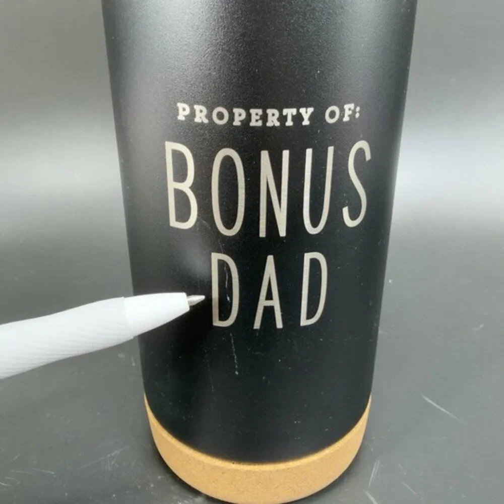 DEMDACO‎ Property Of Bonus Dad Black 17oz Metal Travel Coffee Tumbler Mug Cup